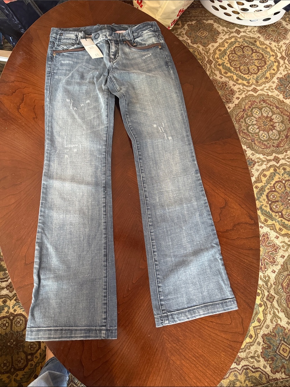 A/X Armani Exchange Light Blue Flare Wide-Leg Jeans